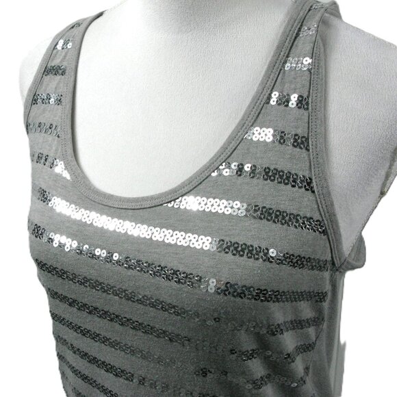 Rue 21 Gray/Silver Sequin Racerback Knit Tank Top Size XL - Picture 2 of 6